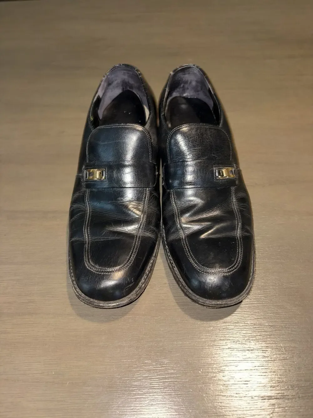Men’s 9.5D Black Leather Bit Loafers Dress Shoes